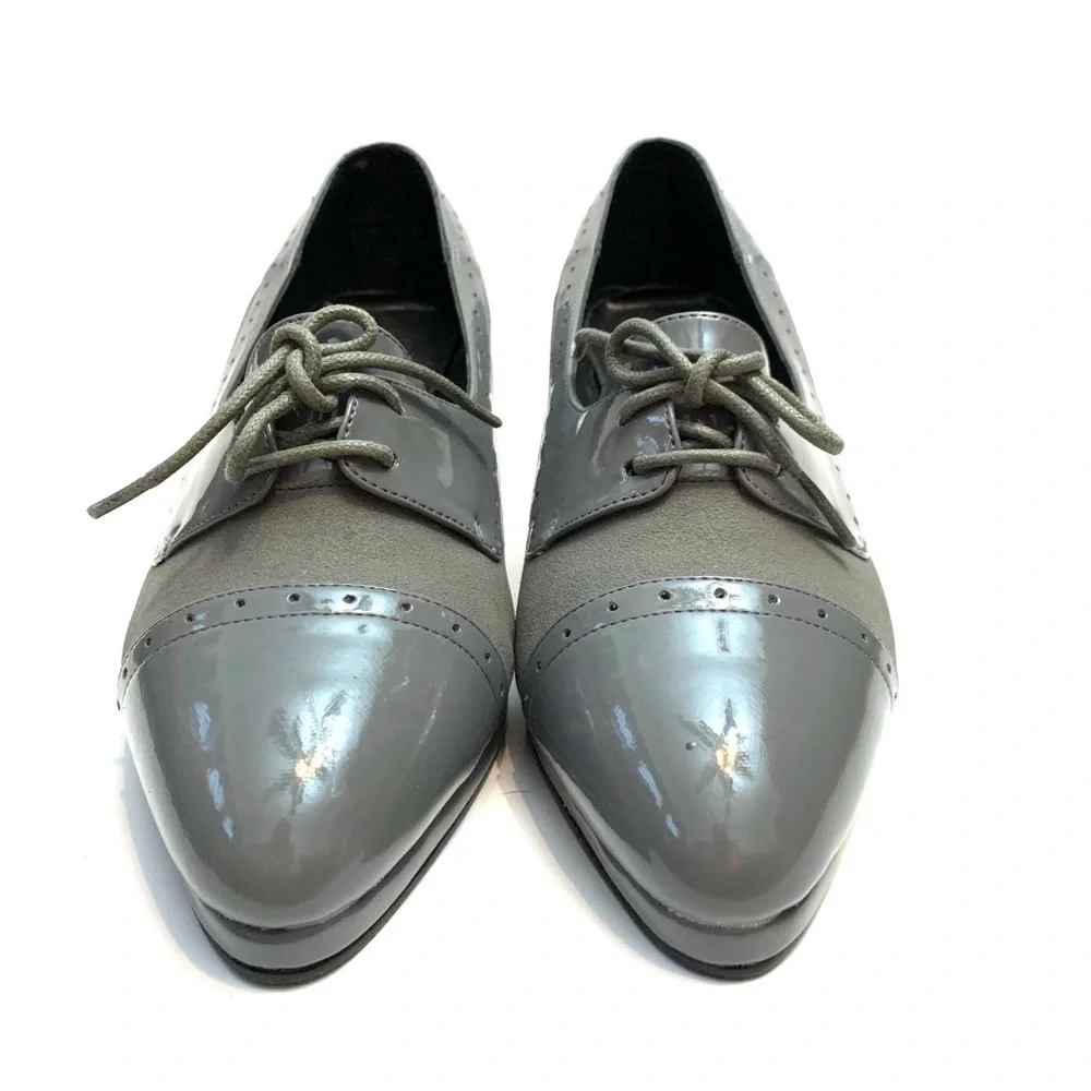 Vintage 1990s gray vegan leather high heel oxfords
